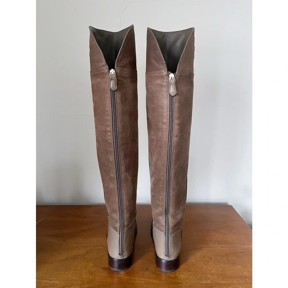 Tory Burch • Simone Over-the-Knee Boots leather Weathered Brown taupe grey